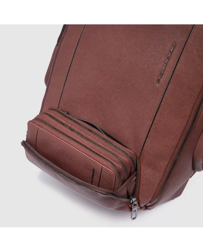 Piquadro Zaino in pelle porta pc 15,6" Cronus Marrone