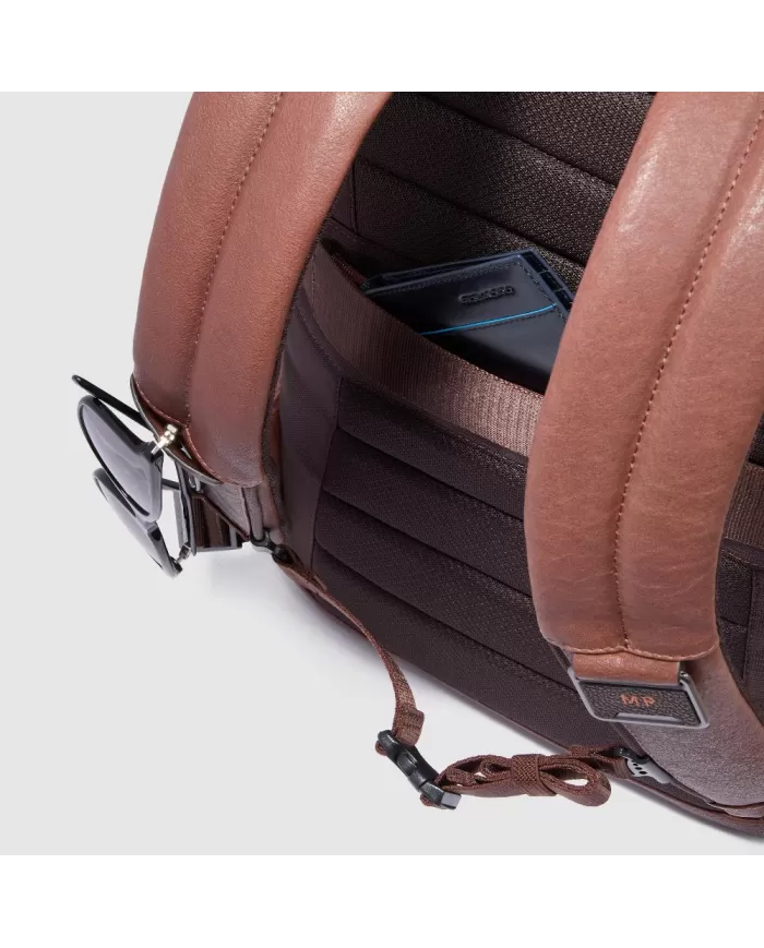 Piquadro Zaino in pelle porta pc 15,6" Cronus Marrone