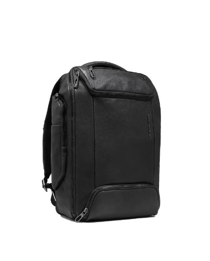 Piquadro Zaino in pelle porta pc 15,6" Cronus Nero