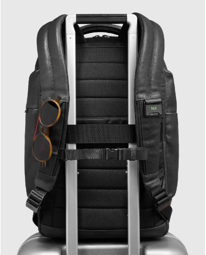 Piquadro Zaino in pelle porta pc 15,6" Cronus Nero