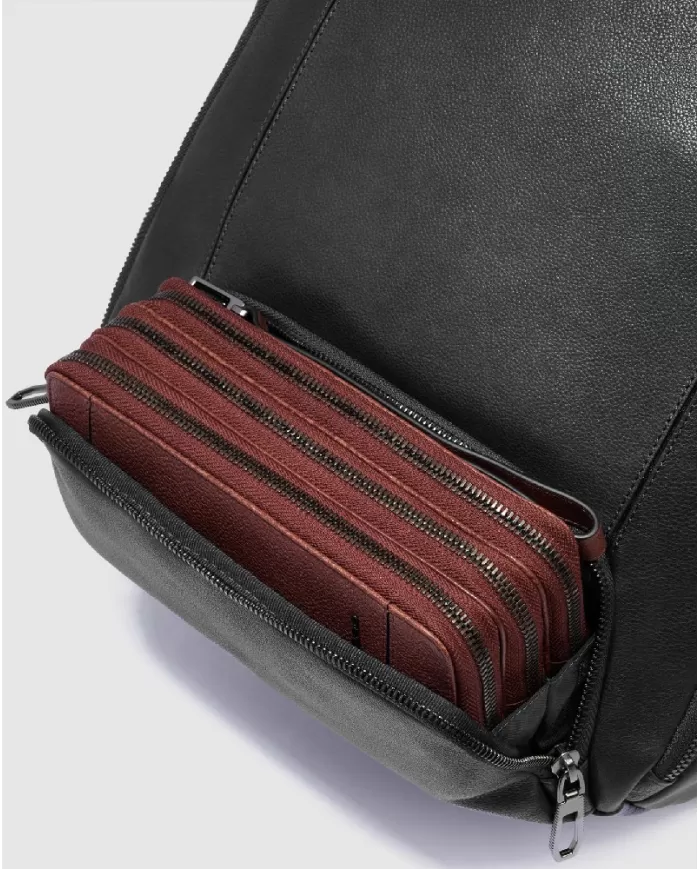 Piquadro Zaino in pelle porta pc 15,6" Cronus Nero