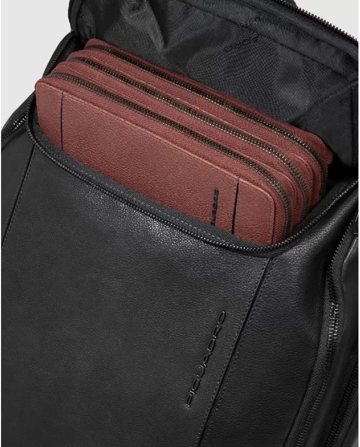 Piquadro Zaino in pelle porta pc 15,6" Cronus Nero