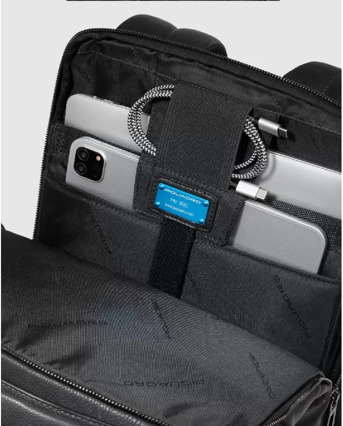 Piquadro Zaino in pelle porta pc 15,6" Cronus Nero