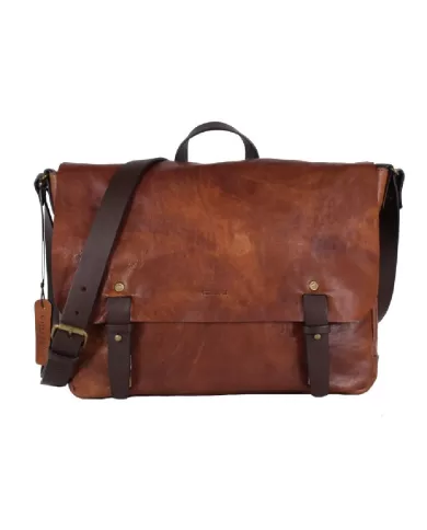CHIARUGI Borsa messenger cuoio vintage Marrone