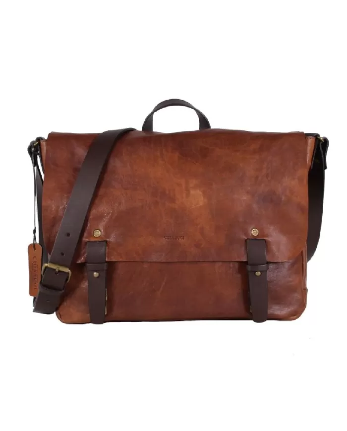 CHIARUGI Borsa messenger cuoio vintage Marrone