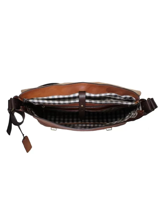 CHIARUGI Borsa messenger cuoio vintage Marrone