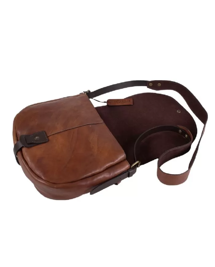 CHIARUGI Borsa a tracolla in pelle vintage Moyie Marrone