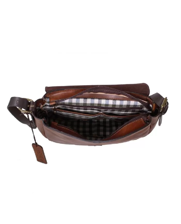 CHIARUGI Borsa a tracolla in pelle vintage Moyie Marrone