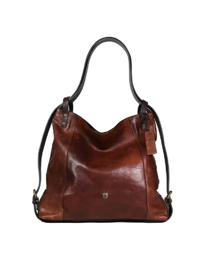 CHIARUGI Borsa zaino in pelle vintage Lulea Marrone