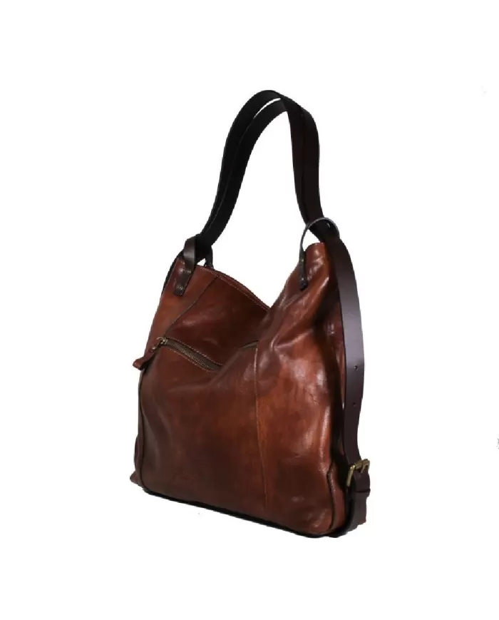 CHIARUGI Borsa zaino in pelle vintage Lulea Marrone