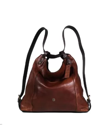 CHIARUGI Borsa zaino in pelle vintage Lulea Marrone
