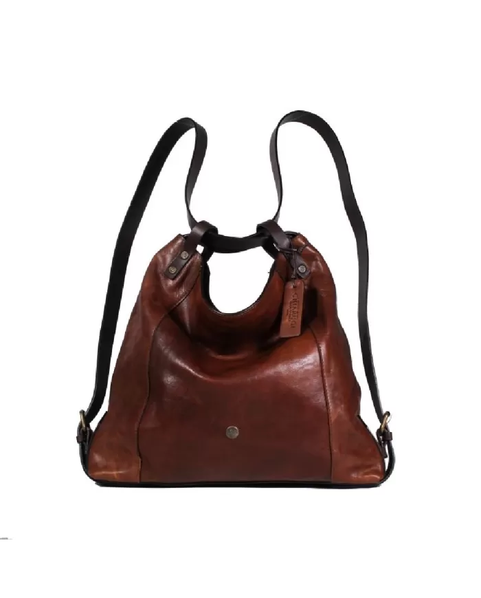CHIARUGI Borsa zaino in pelle vintage Lulea Marrone