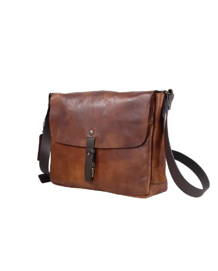 CHIARUGI Borsa messenger in pelle vintage Kinosis Marrone