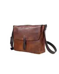 CHIARUGI Borsa messenger in pelle vintage Kinosis Marrone