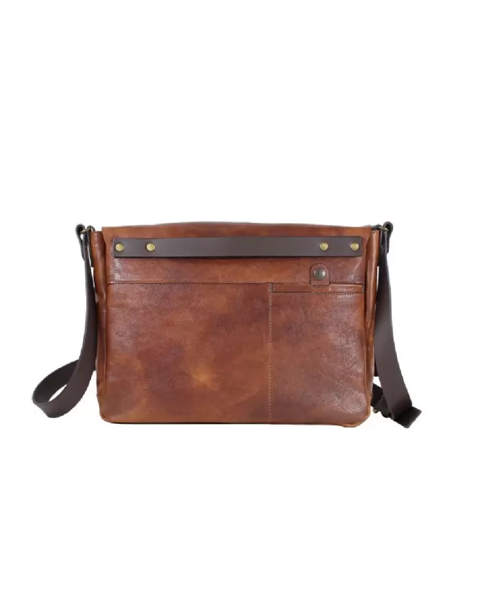 CHIARUGI Borsa messenger in pelle vintage Kinosis Marrone