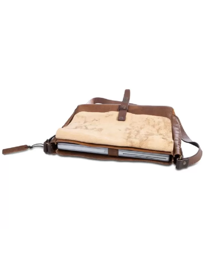 CHIARUGI Borsa messenger in pelle vintage Kinosis Marrone