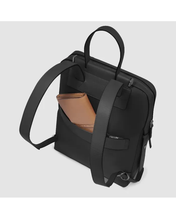 Piquadro Zaino tessuto pelle porta pc 14" Lyra Nero