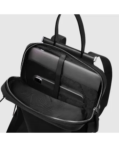 Piquadro Zaino tessuto pelle porta pc 14" Lyra Nero