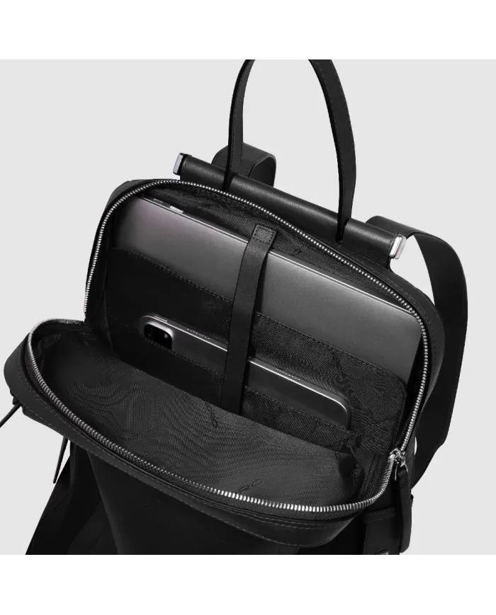 Piquadro Zaino tessuto pelle porta pc 14" Lyra Nero