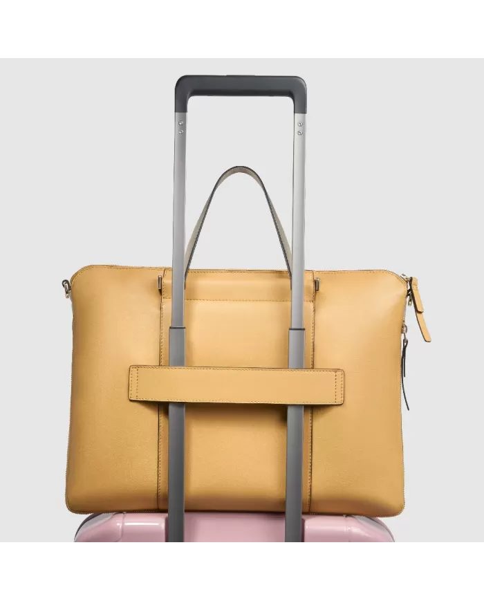 Piquadro Cartella donna pelle pc 15" Circle Giallo/Beige