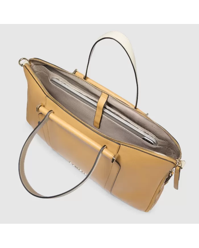 Piquadro Cartella donna pelle pc 15" Circle Giallo/Beige