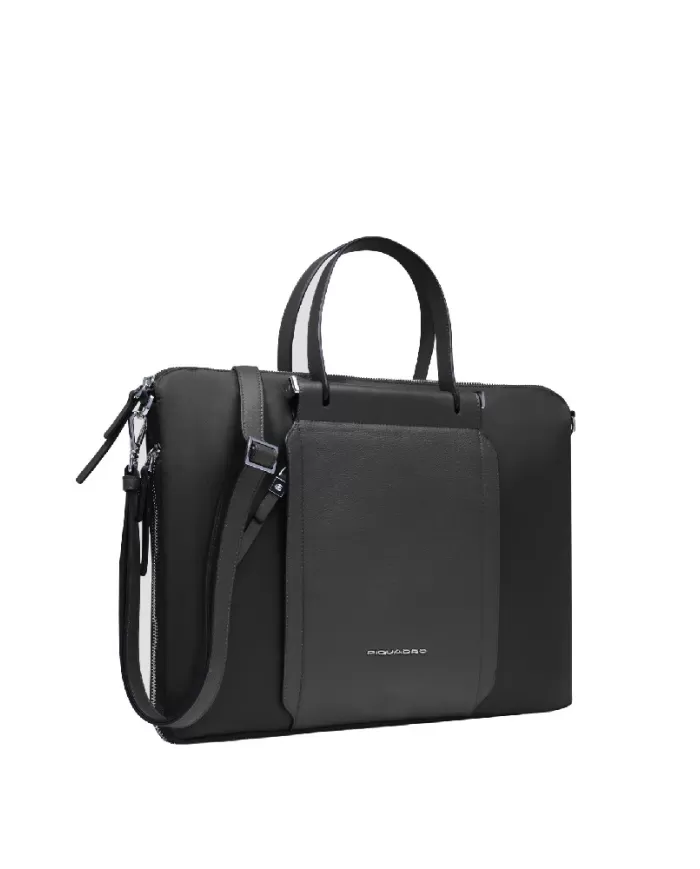 Piquadro Cartella tessuto pelle pc 15" Lyra Nero