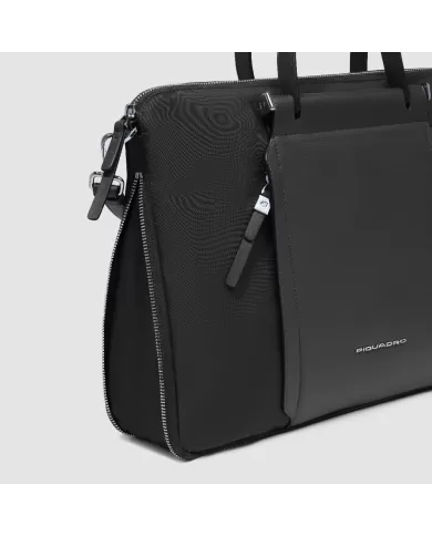 Piquadro Cartella tessuto pelle pc 15" Lyra Nero