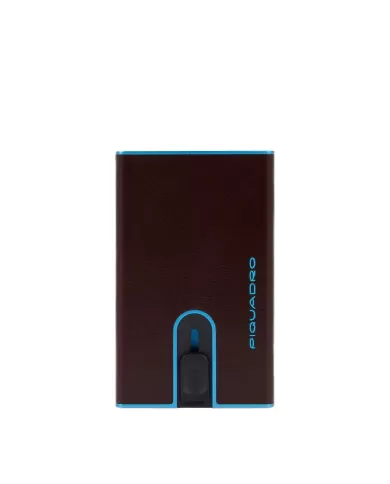 Piquadro Porta carte di credito con sliding system "Blue square" Mogano