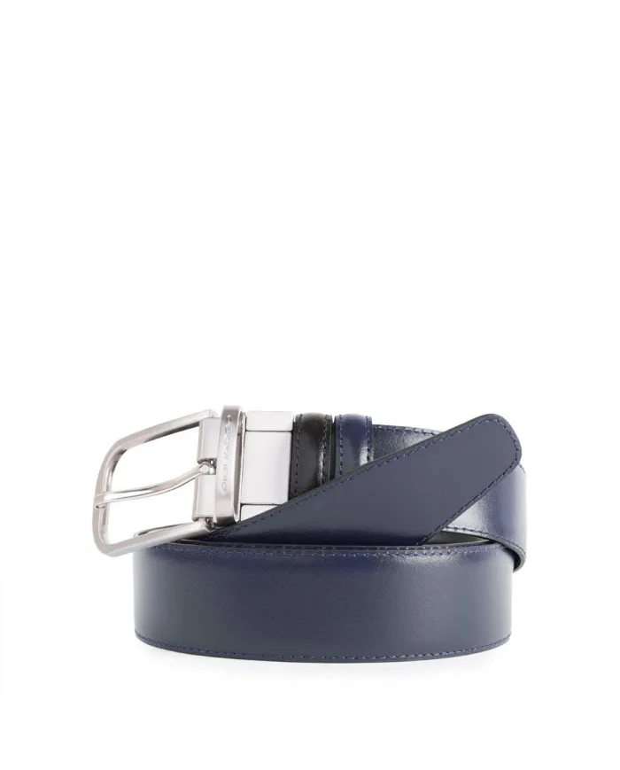 Piquadro Cintura uomo reversibile in pelle Nero/Blu
