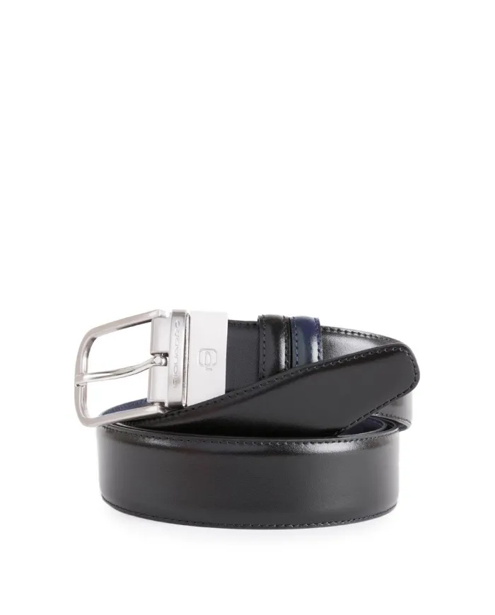 Piquadro Cintura uomo reversibile in pelle Nero/Blu