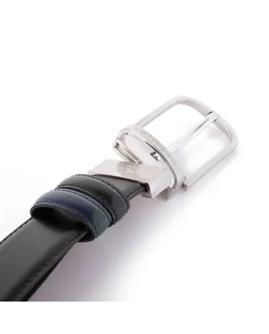 Piquadro Cintura uomo reversibile in pelle Nero/Blu