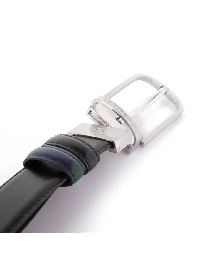 Piquadro Cintura uomo reversibile in pelle Nero/Blu