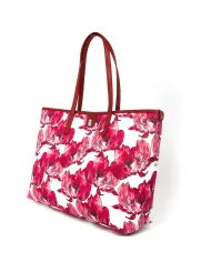 Loristella Shopping bag reversibile Loristella, fantasia fiori e tinta unita, made in Italy Rosso/Multicolor