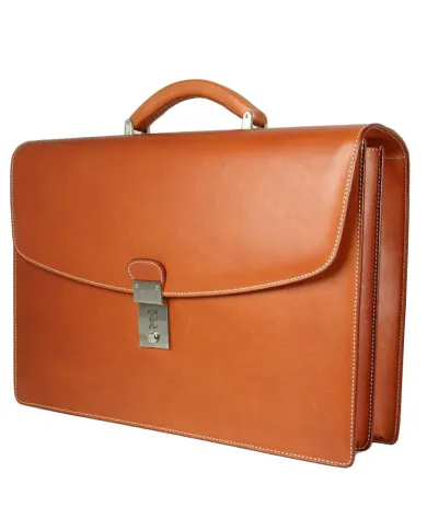 Bric's Cartella in cuoio due comparti, Bric's "Life Pelle", made in Italy. Cognac