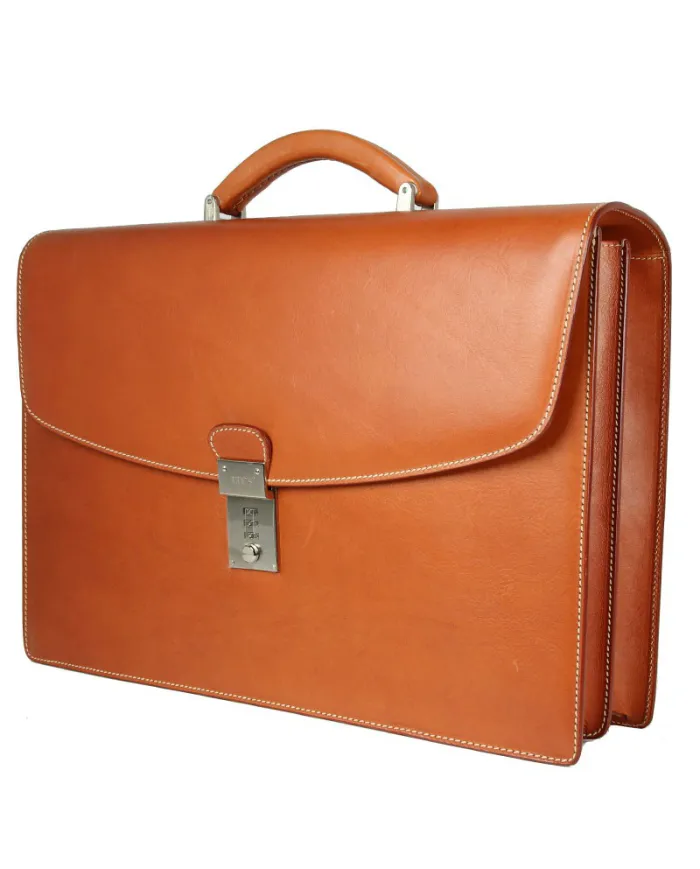 Bric's Cartella in cuoio due comparti, Bric's "Life Pelle", made in Italy. Cognac