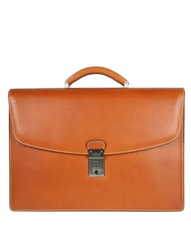 Bric's Cartella in cuoio due comparti, Bric's "Life Pelle", made in Italy. Cognac