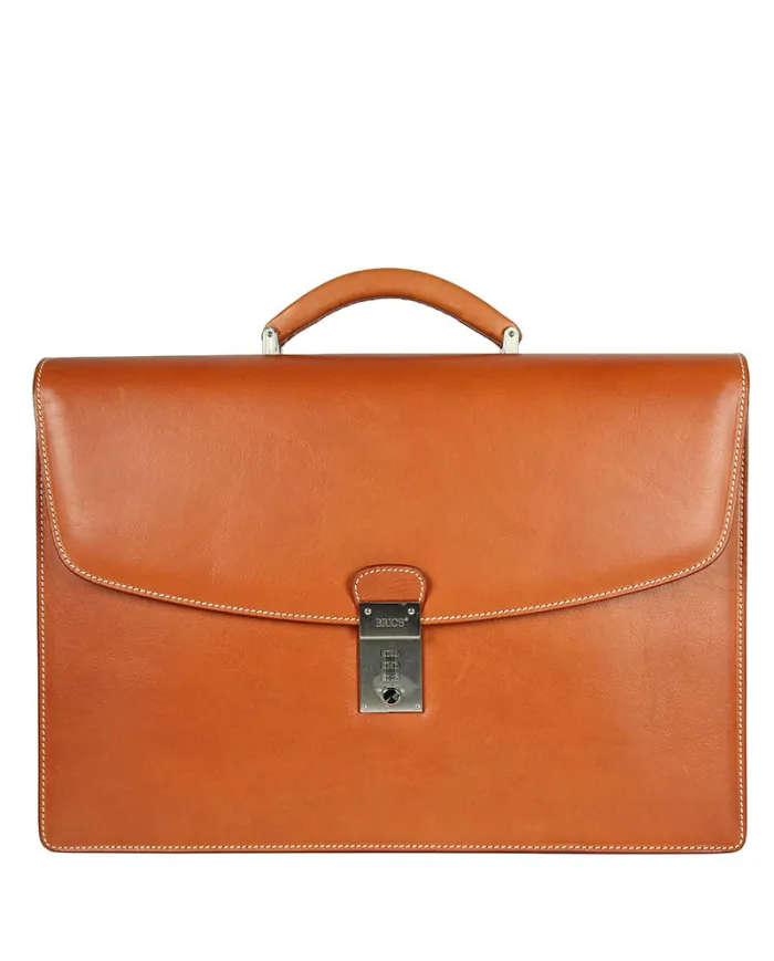Bric's Cartella in cuoio due comparti, Bric's "Life Pelle", made in Italy. Cognac