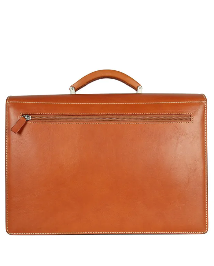 Bric's Cartella in cuoio due comparti, Bric's "Life Pelle", made in Italy. Cognac